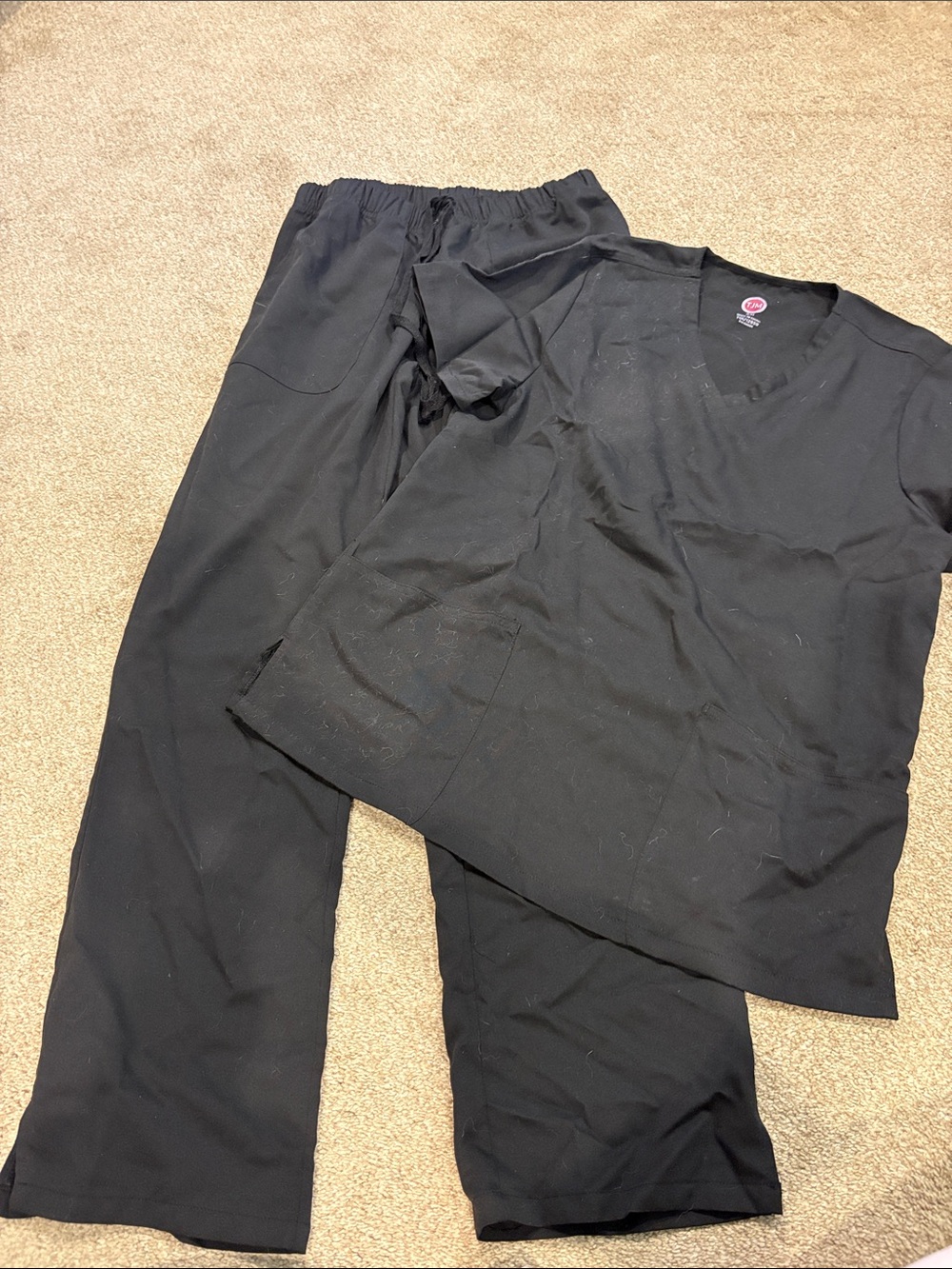 Black Medical Scrub Top & Pants Set